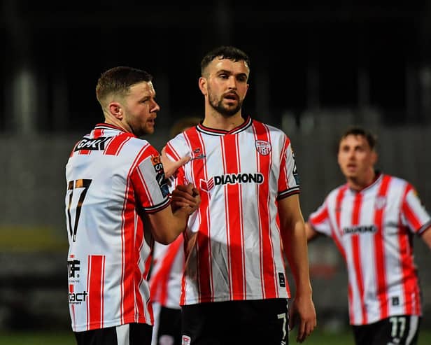 Derry City wingers Dom Thomas and Michael Duffy. Photograph: George Sweeney
