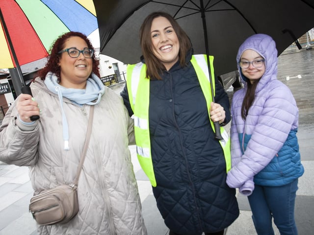 Julie Middleton pictured on Saturday at ‘Ruby’s Walk’ with Sienna and Croise Gallagher.