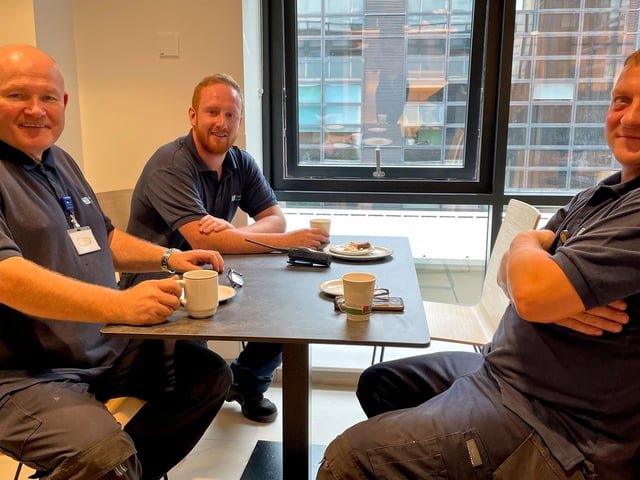 Enjoying a cuppa and a bite to eat in the new Crossroads restaurant.
