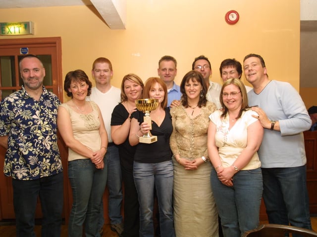 Winning team Julie Brunker, Susanne Latta, Julie Collins, Francis Feeley, Margaret Semple, Michael La Poste, Vivian La Poste, Stephan Le Grimp, Colin Devine, Robert, Ma Femme and Stephen Brunker.