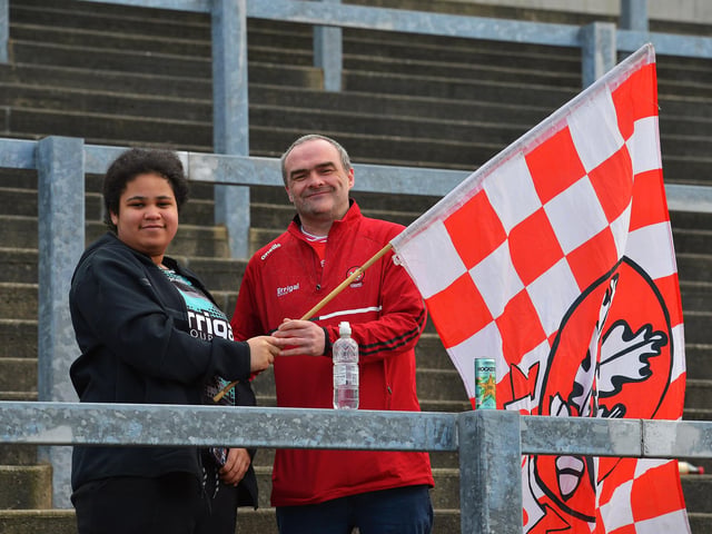 Fans in Celtic Park on Sunday afternoon for Derry's National football League game against Mayo. Photo: George Sweeney