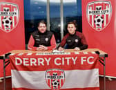 Derry City's new signing Ben Doherty alongside manager Ruaidhrí Higgins, at the Ryan McBride Brandywell Stadium. Picture by Kevin Morrison