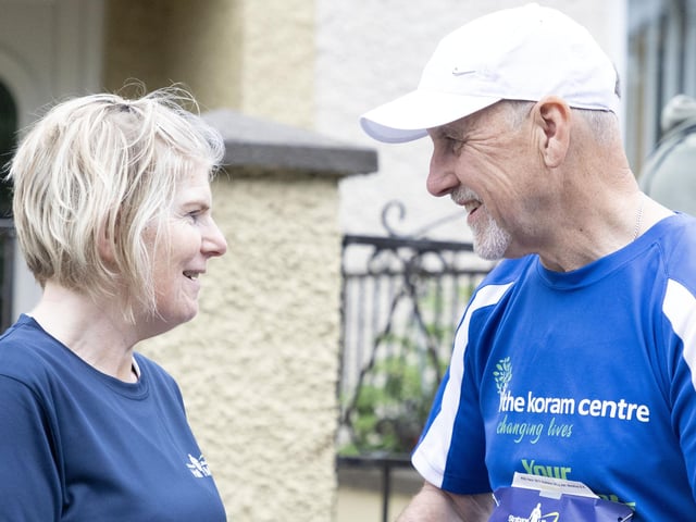 Padraig Mag Loingsigh enjoys a chat at the Half Marathon