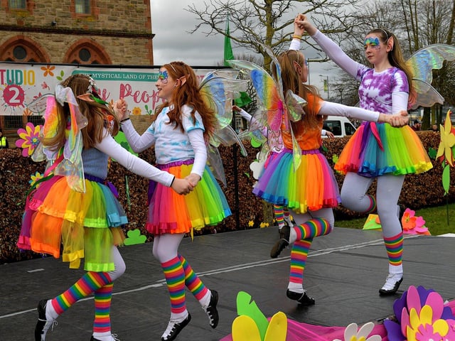 Studio 2’s dance academy preforms the ‘Musical Land of the Fairy People’ in the Peace Garden on St Patrick’s Day. Photo: George Sweeney. DER2311GS – 39