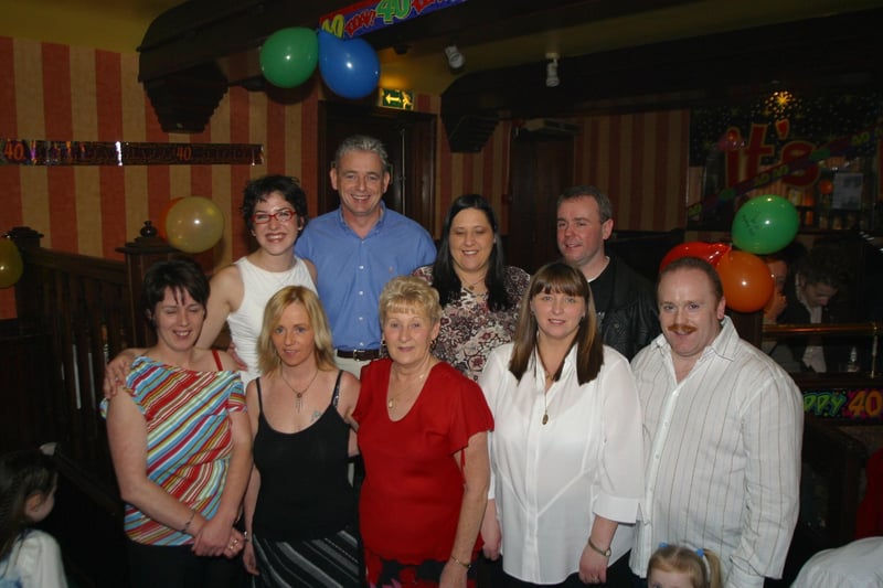 Paul and Maria with Kathleen Brodrick,Margaret Harkin, Veronica McElhinney,back TaraLee Duffy, Don McSwiney, Kay Harkin and Kevin Harkin:Derry parties from November 2003