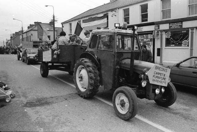The Bredin's float at the St. Patrick's Day parade in Moville on March 17, 1993.