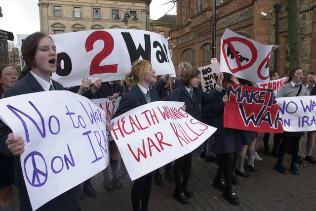 The people of Derry took to the streets in March 2003 to protest against the war in Iraq.
