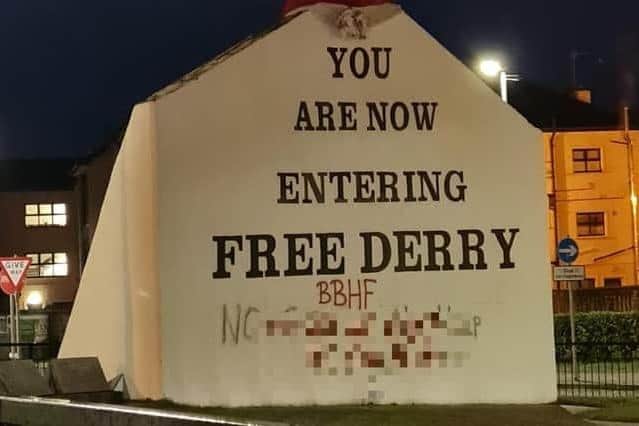 Free Derry Corner after it was vandalised.