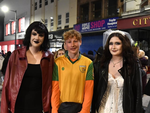Revellers in costume at the Halloween festivities on Friday evening.  Photo: George Sweeney