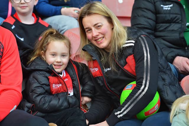 Fans in Celtic Park on Sunday afternoon for Derry's National football League game against Mayo. Photo: George Sweeney