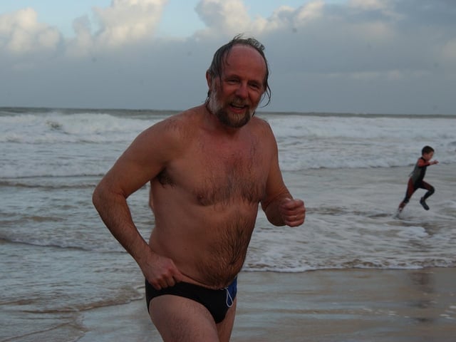 Braving the elements at the Culdaff New Year's Day Swim in 2004.