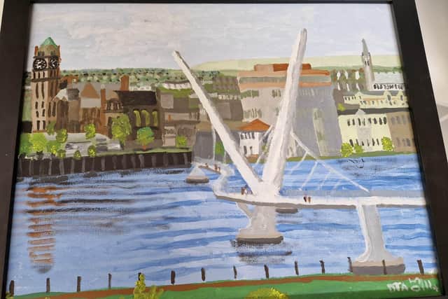 David's painting of Derry's Peace Bridge.
