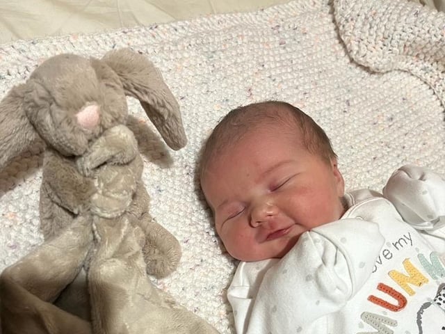 Baby Girl Pollock born at Altnagelvin Hospital on New Year's Day at 3.17am weighing 7lbs 13oz to mum Niamh, dad Conan and proud big brother Donnchadh from Strabane.