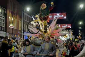 The colourful Derry Christmas procession passes through the city centre. Photo: George Sweeney. DER2248GS - 03