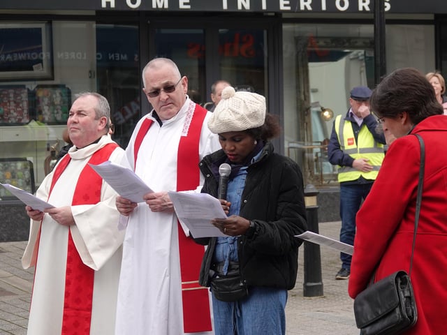 The Palm Sunday Procession on Sunday, March 24 from St, Mary's Oratory in Buncrana, during which prayers and reflections were offered and read.