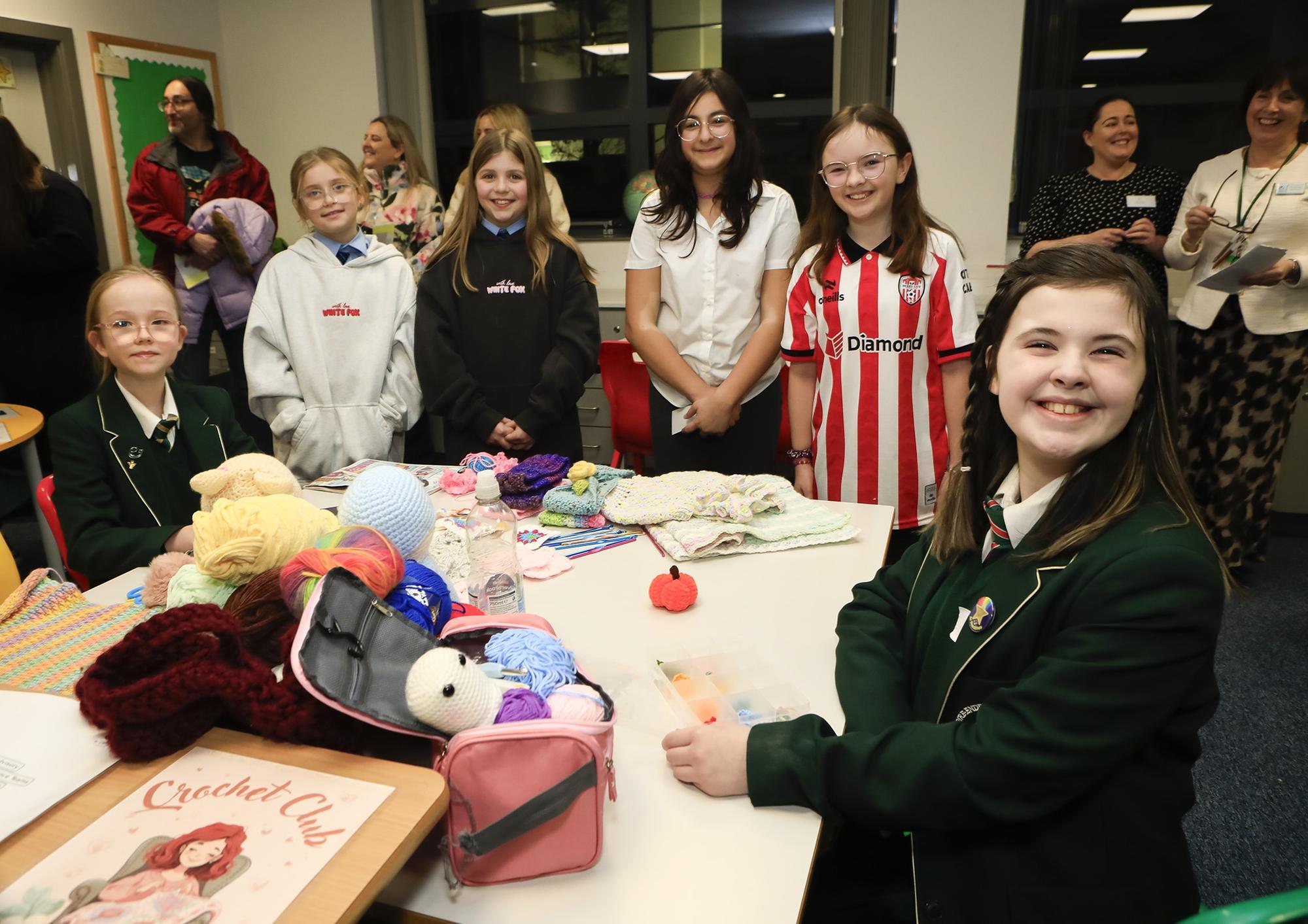 P7 pupils with first year students  at St. Cecilia’s College Open Night. (Photo - Tom Heaney, nwpresspics)