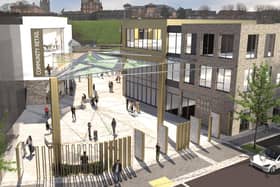 Proposed street-level view from Meenan Square.
