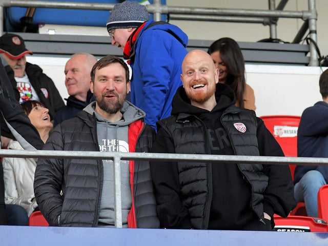 Derry City fans at the Brandywell on Friday evening. Photo: George Sweeney
