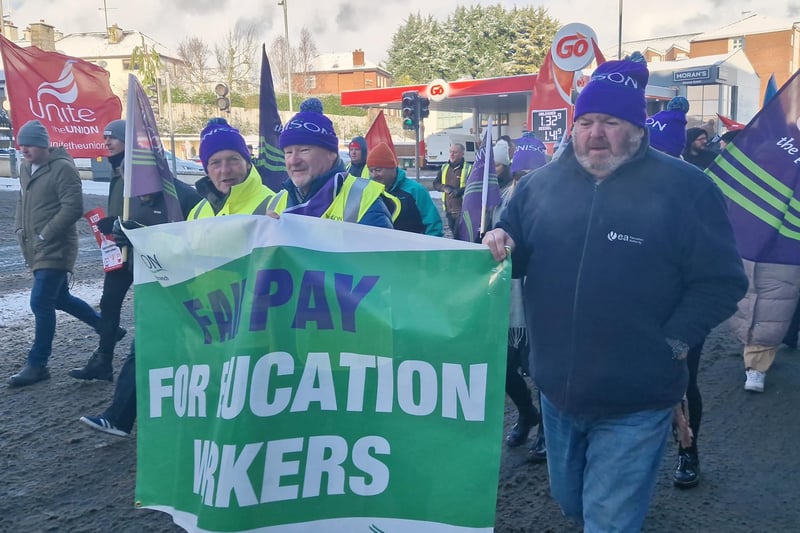 Marchers set off from Sainsbury's car park.