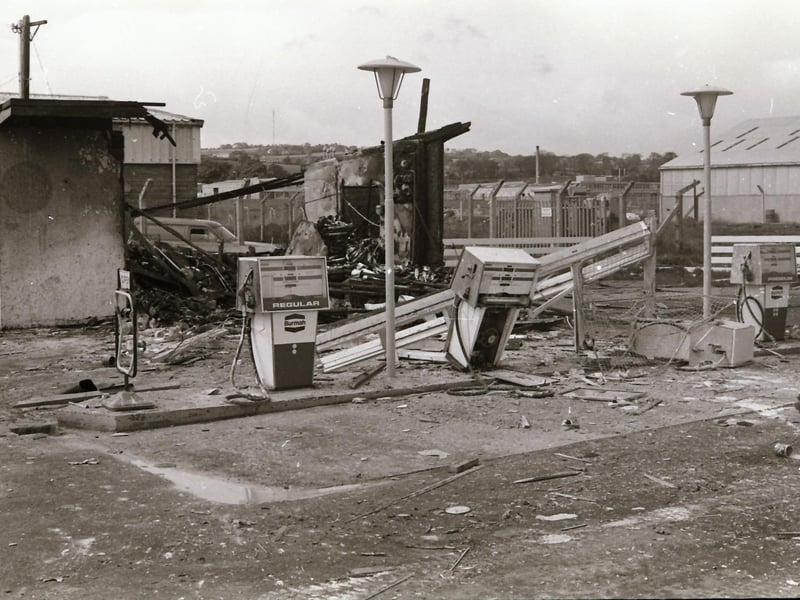 Collon Filling Station wrecked in explosion.