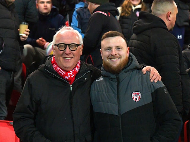 Derry City fans at the Brandywell on Friday evening. Photo: George Sweeney