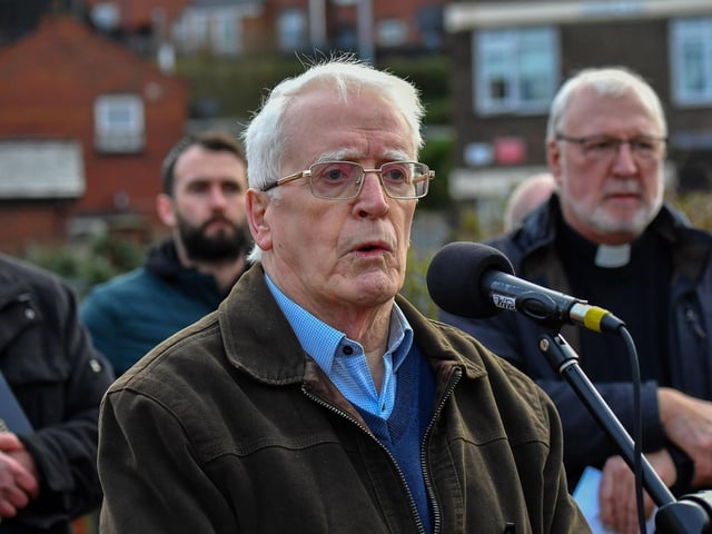 John Kelly speaking at annual Bloody Sunday service held on Sunday morning. Photo: George Sweeney