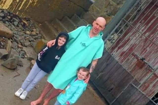 Proud dad Neil DOherty with his daughters Claragh and Clodagh.