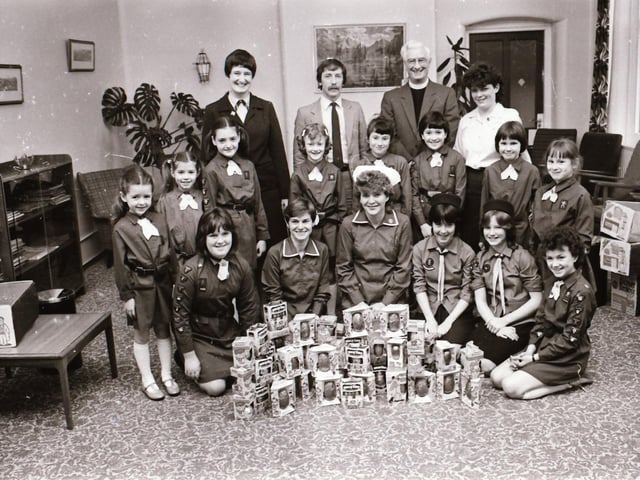 St Peter's Guides deliver Easter eggs to Stradreagh.