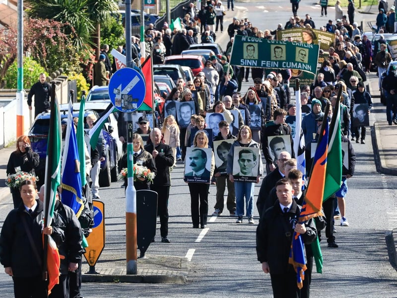 Sinn Fein Easter Sunday commemoration parade making its way up Westland Street to the Republican Plot in the City Cemetery. (Photo - Tom Heaney, nwpresspics)