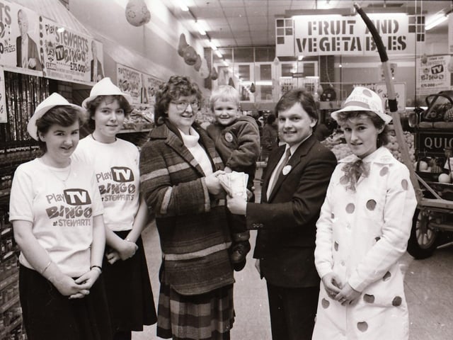 Stewarts bingo prize presentation.