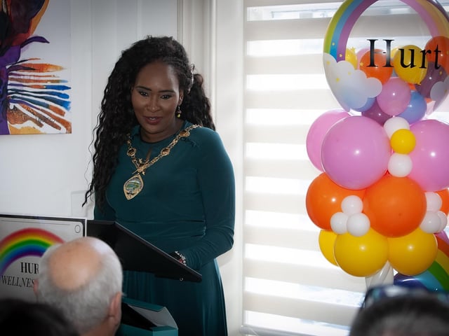 The Mayor, Lillian Seenoi-Barr addressing the attendance on Friday morning during the HURT premises official opening.