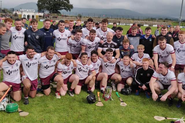Ballinascreen celebrate their Derry Intermediate Hurling Championship victory over Eoghan Rua at Owenbeg on Sunday.