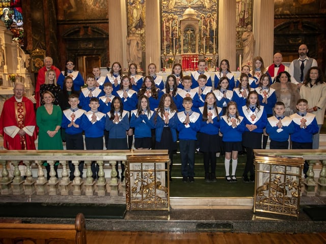 NAZARETH HOUSE PS CONFIRMATION. . . . . .Pupils from Nazareth House Primary School, who received the Sacrament of Confirmation from Fr. Declan Boland at St. Columba's Church, Long Tower on Friday last.. (Photo: Jim McCafferty Photography)
