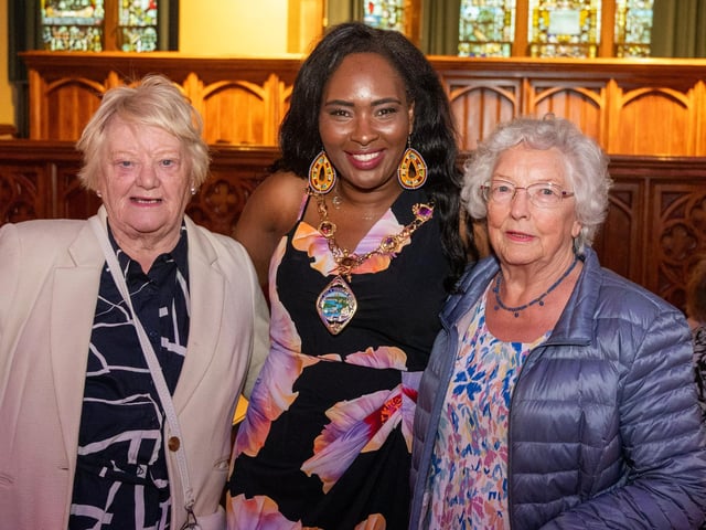 The Mayor Councillor Lilian Seenoi-Barr has once again hosted an Our Guildhall Our Space event for younger and older people in April with entertainment from In Your Space Circus School, Black Paddy, Richie Remo and DJ Tyree Patton. Picture Martin McKeown. 12.04.25 : Pictured are guests at the Mayor's penultimate Our Guildhall, Our Space in Derry.
