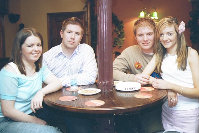 Roisin Deery, Patrick and Cóilín McCourt and Danielle Lynch at the Argyle Arms. 290503HG11