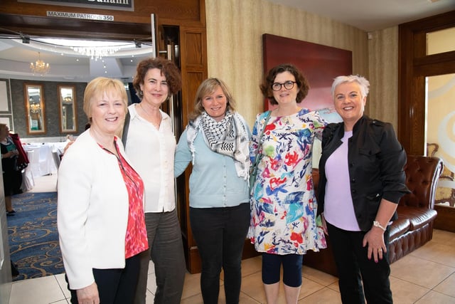 Annette Patton, Densie McCool, Nora McQuade, Patrica Higgins and Shauna McClenaghan at the Inishowen Development Partnership (IDP) ChangeMakers Donegal Annual Seminar in An Grianan Hotel, Burt on Friday last.    Photo Clive Wasson