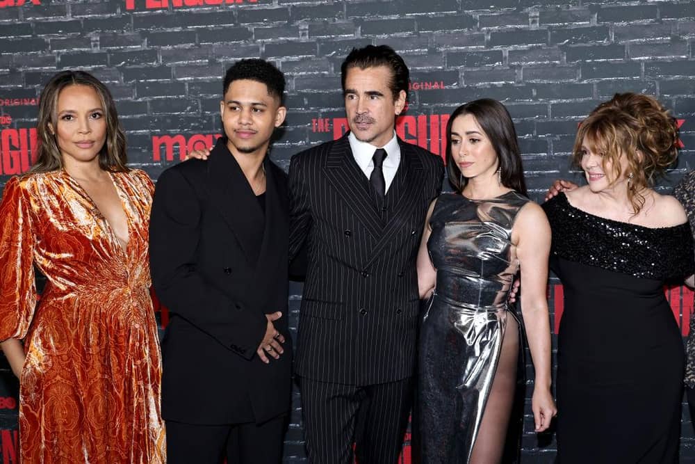 NEW YORK, NEW YORK - SEPTEMBER 17: (L-R) Carmen Ejogo, Rhenzy Feliz, Colin Farrell, Cristin Milioti and Deirdre O'Connell attends HBO's "The Penguin" New York Premiere at Jazz at Lincoln Center on September 17, 2024 in New York City. (Photo by Theo Wargo/Getty Images)