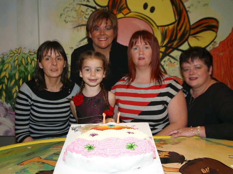 Young Ava Devine celebrating her 5th birthday party in the Bowling alley with mums friends,Sarah Larmour, Debbie Barrett, Miriam Doherty and Christine Nash.:Derry parties from November 2003
