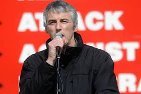 Colm Bryce at a demonstration in Guildhall Square.
