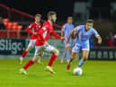 Derry City midfielder Joe Thomson keeps a close eye on Sligo Rovers striker Aidan Keena, during Monday night's game.