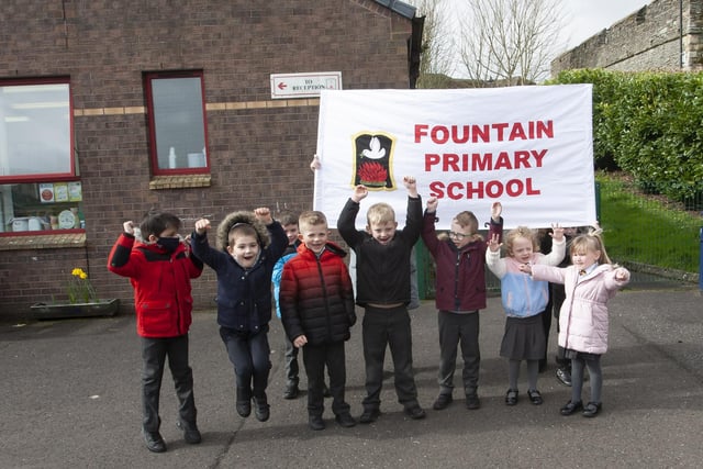 Pupils from the Fountain PS out showing their support for Thursday’s 5k Dash.