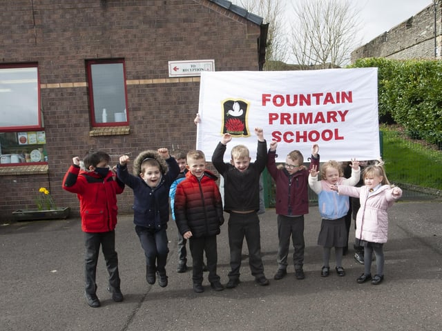 Pupils from the Fountain PS out showing their support for Thursday’s 5k Dash.