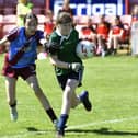 St John’s Primary against Good Shepard Primary School in the Girls' Tower Cup Final. Photo: George Sweeney