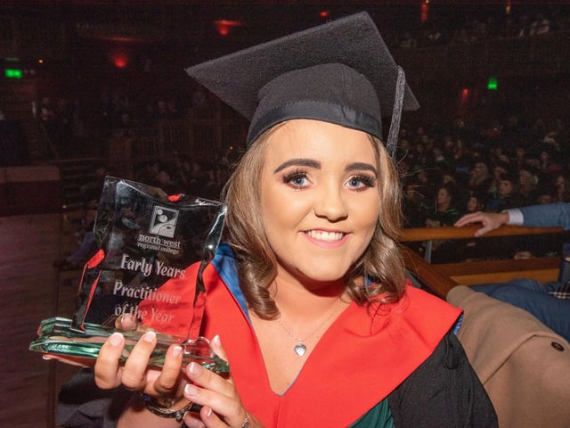 Niamh Keogh from Clonmany was presented with The Award for The Higher National Diploma in Early Childhood Studies Student Showing Outstanding Contribution to Early Years’ Care and Education at NWRC’s Higher Education Graduation Ceremony.