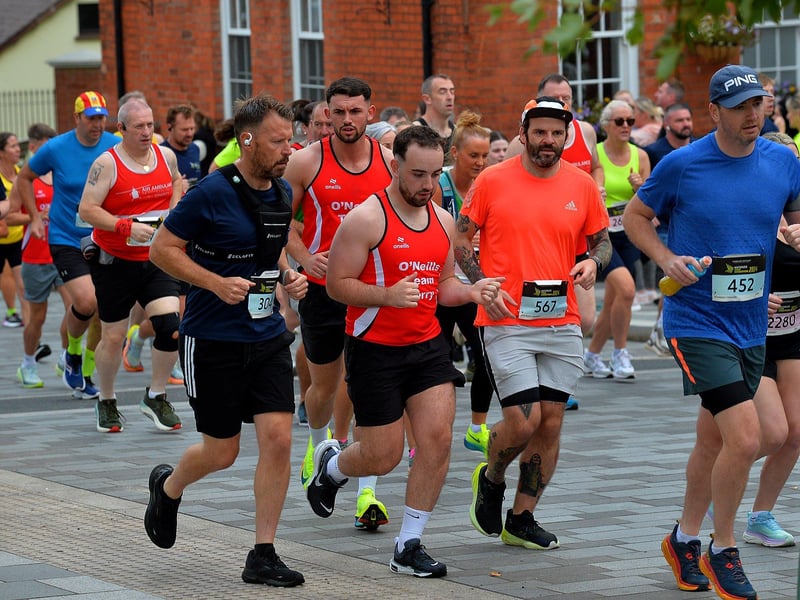 The 2024 Waterside Half Marathon competitors leave Ebrington Square. Photo: George Sweeney