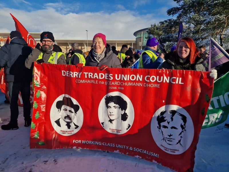 Striking public sector workers in Derry.