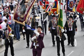 Marchers pictured on Craigavon Bridge during a previous parade. (File picture) INLS3318-140KM