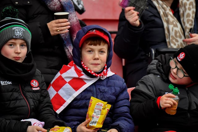Fans at Derry’s NFL game against Galway at Celtic Park on Saturday evening. Photo: George Sweeney