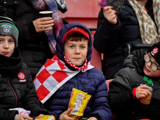 Fans at Derry’s NFL game against Galway at Celtic Park on Saturday evening. Photo: George Sweeney