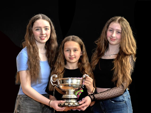 Sisters May, Elowen and Eva won the Annie McCauley Cup for Instrumental Ensemble at Feis Dhoire Cholmcille. Photo: George Sweeney
